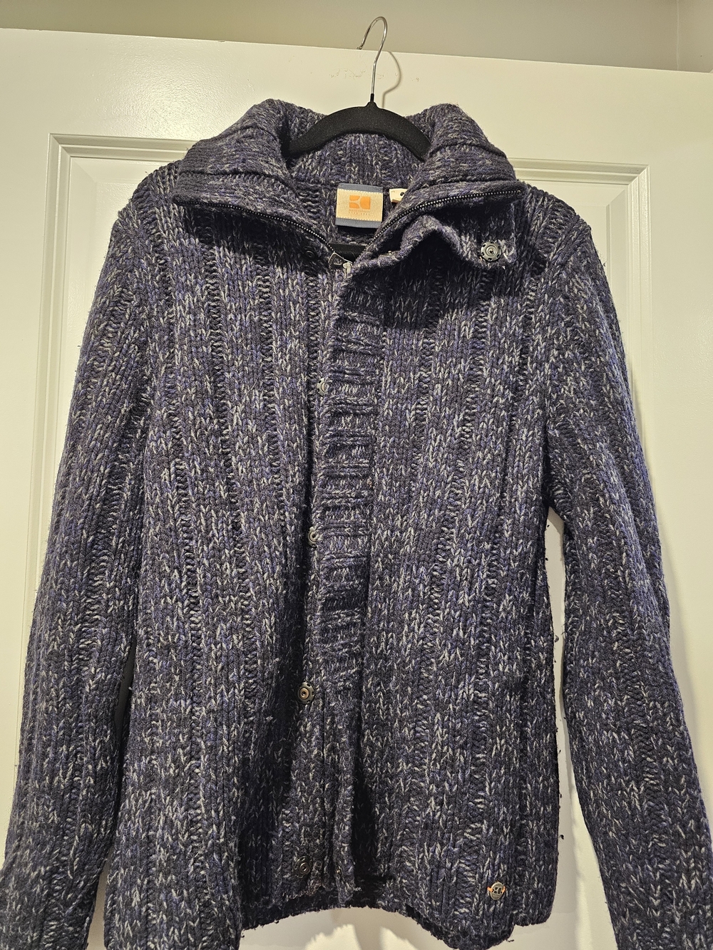 Hugo Boss Navy Heather Knit Zip Cardigan